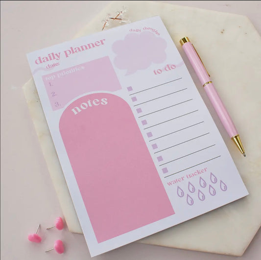 Daily Planner Notepad Pink A5