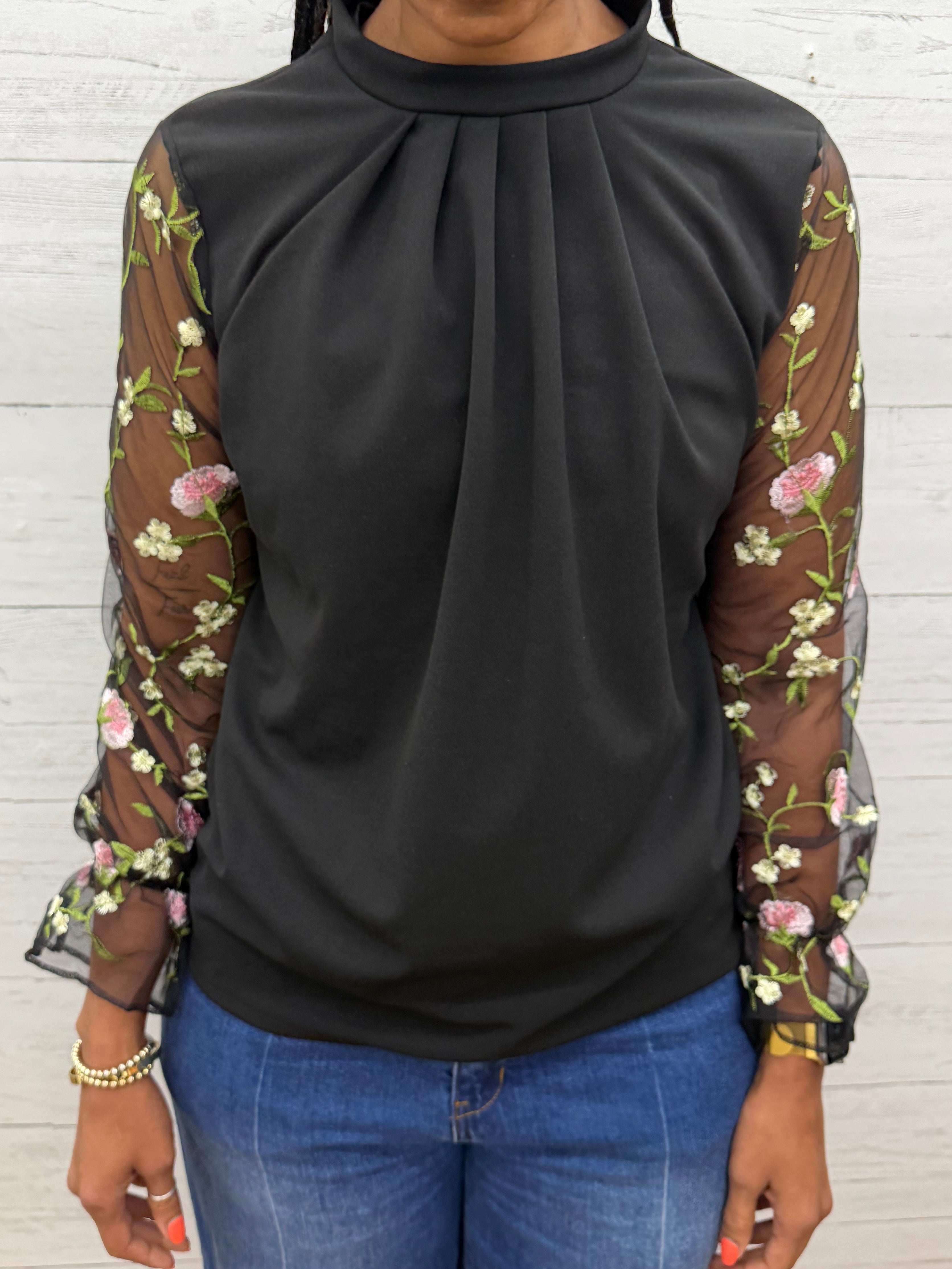 Floral Black Blouse